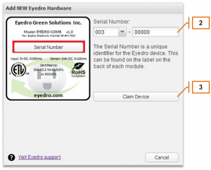 MyEyedro Client – Adding an Eyedro Electricity Monitor
