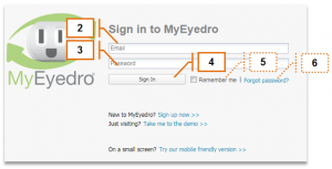 Screenshot of MyEyedro Client - Signing In