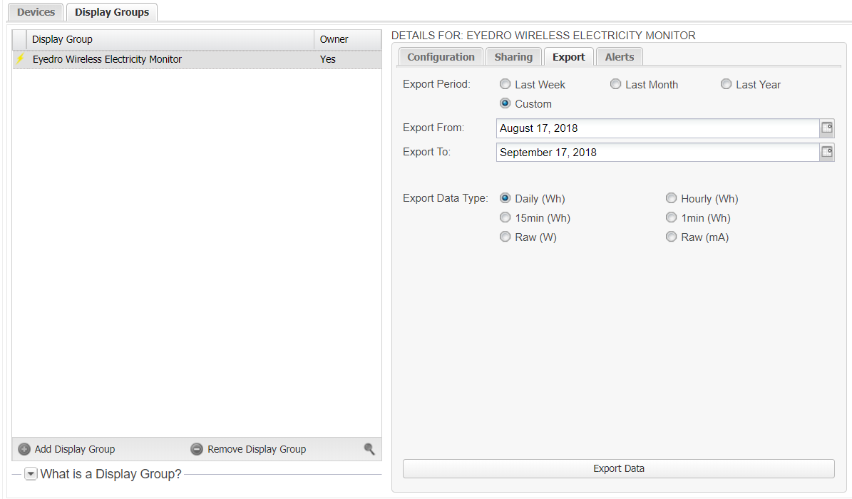 export myeyedro data to excel