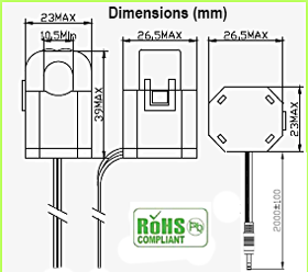 10 - 60 Amp Current Sensor Dimensions