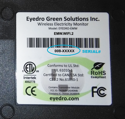 Eyedro Serial Number Label