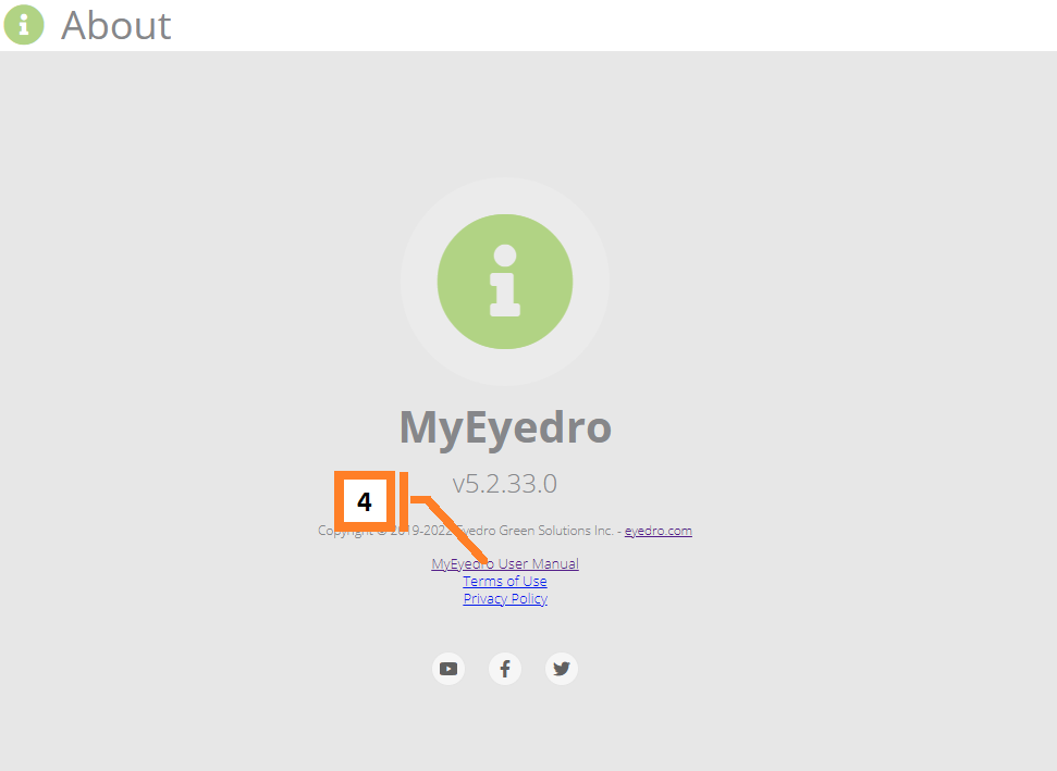 Links from MyEyedro pages to the MyEyedro User Guide.