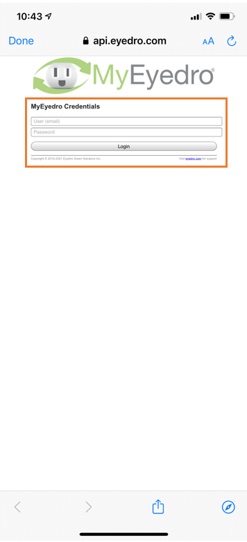 MyEyedro login page