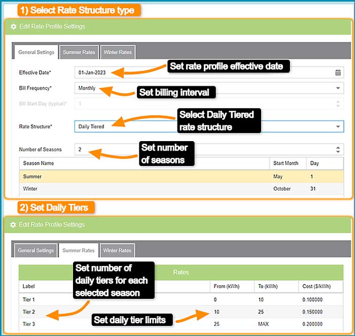MyEyedro V5 Daily Tiered Rates Configuration. Customize your account with utility rates