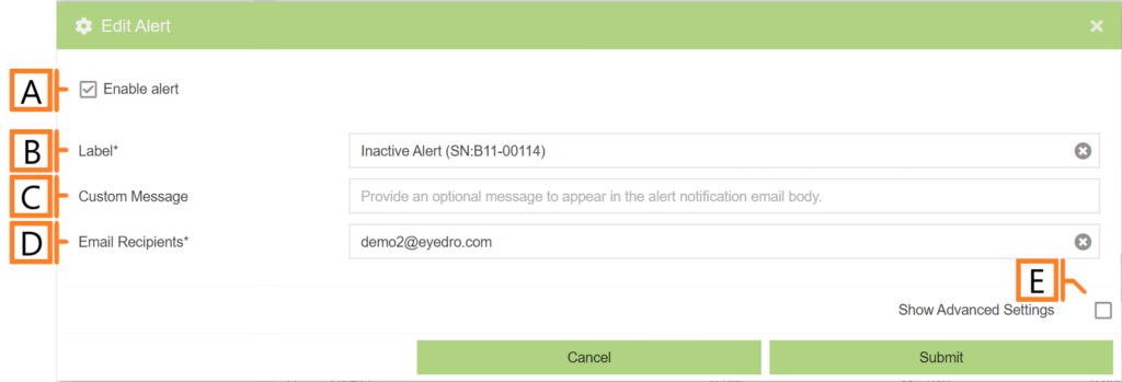 Device Alerts Form