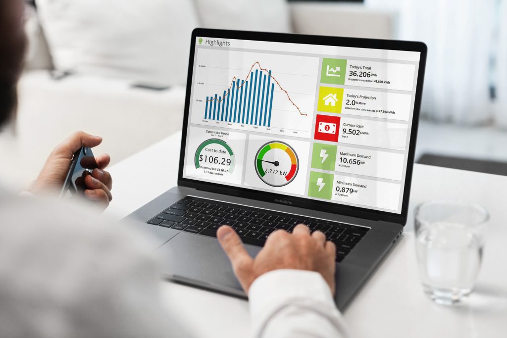 MyEyedro energy cloud software being used on a laptop computer