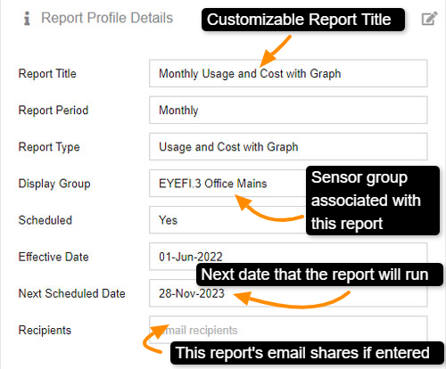 MyEyedro Report Profile details