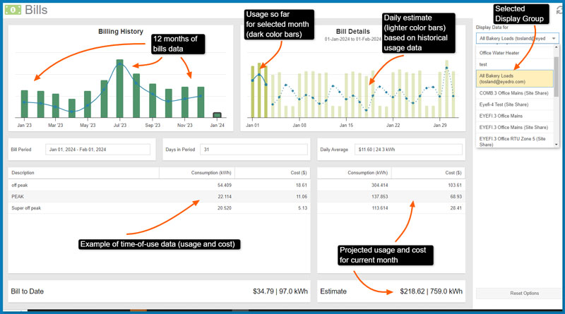 Electricity bills can be customized in the MyEyedro Bills plugin