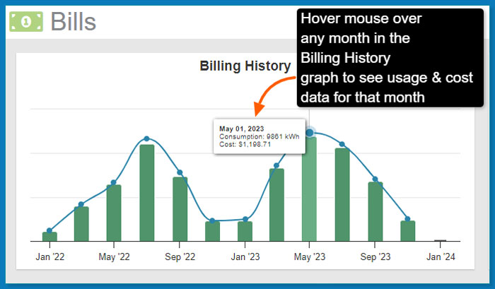 MyEyedro Bills plugin Billing History data