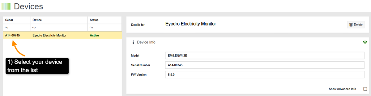 Browse network step 1 in MyEyedro Devices