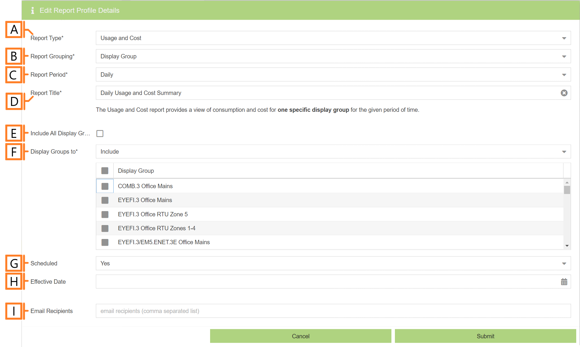 Usage and Cost Report Configuration