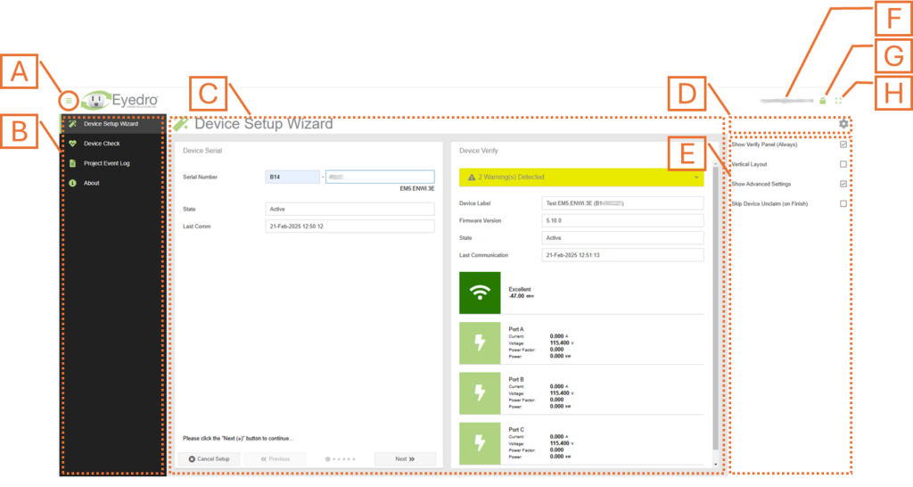 Eyedro Install Tool Navigation