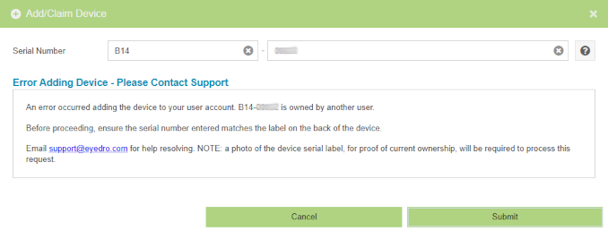 Add Device Troubleshooting - Already Claimed