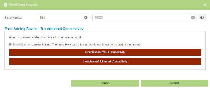 Add Device Troubleshooting - Inactive