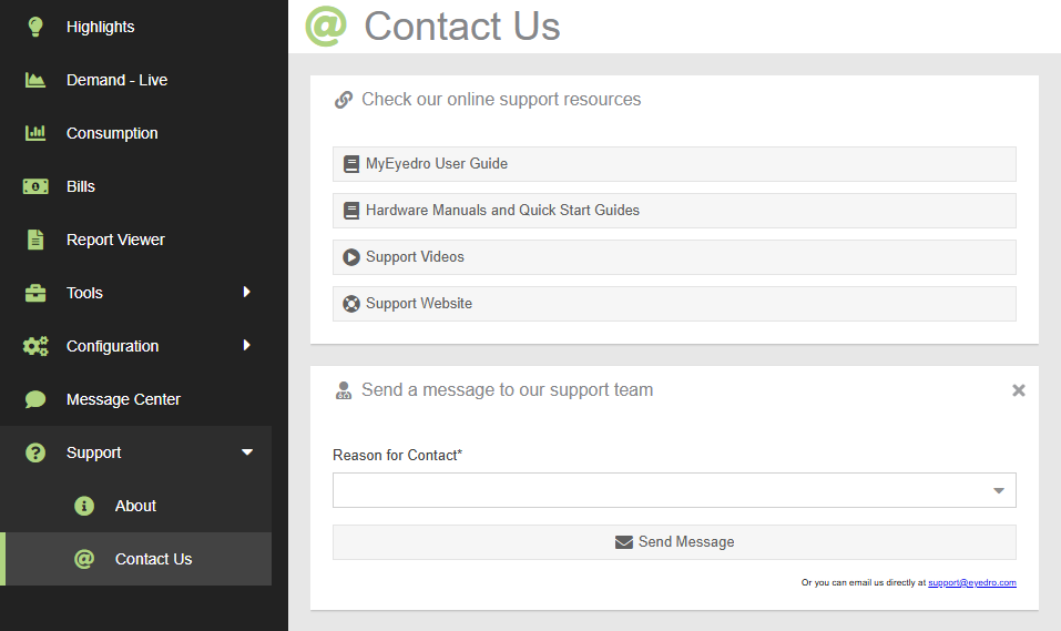 MyEyedro Contact Us Plugin