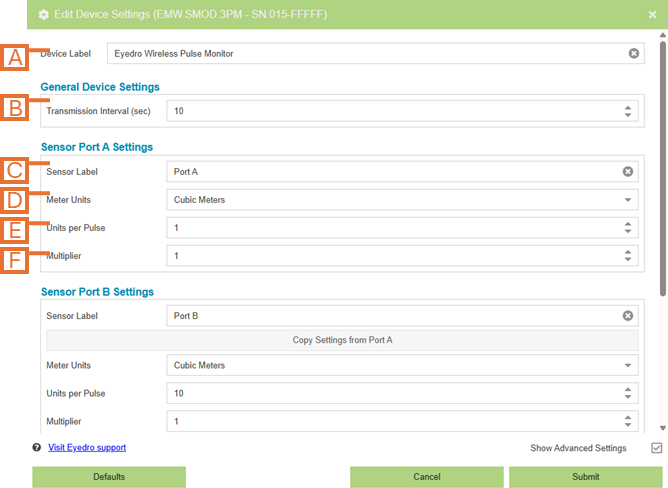 Device Settings for Legacy Pulse Monitors