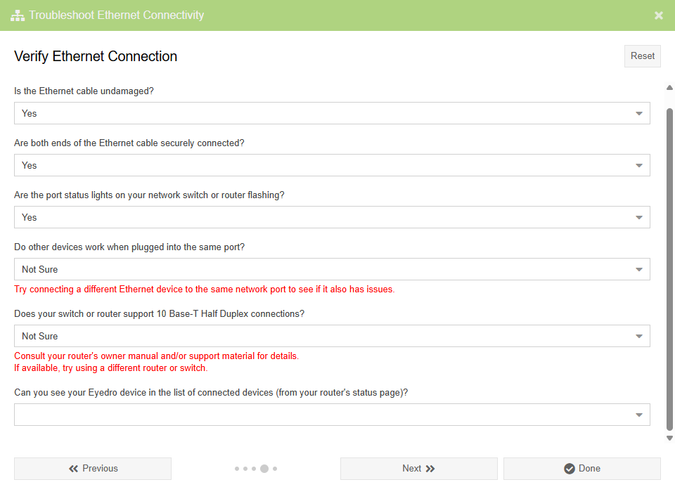 Device Installation - Troubleshooting Ethernet Connectivity