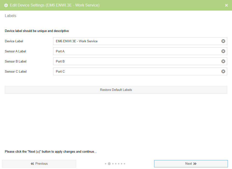 Wizard - Labels page