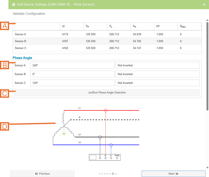 3-Phase Electricity Monitor Settings - Validate Configuration Page