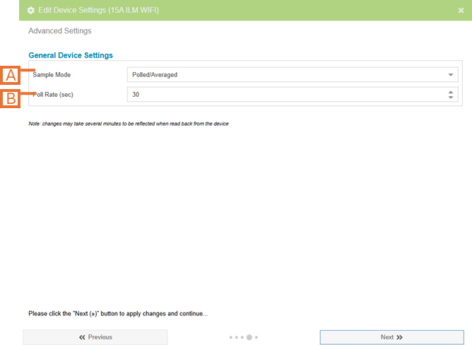 Inline Electricity Monitor Settings - Advanced Settings Page