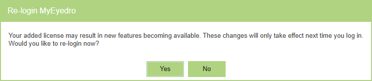 Devices Key: Add License Key Success Re-login Prompt