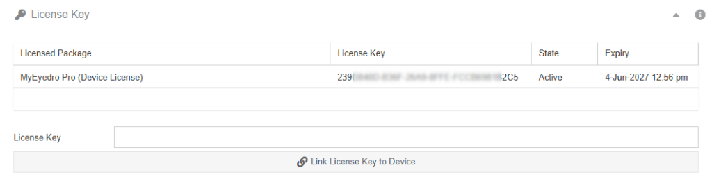 Devices Config: License Key Panel