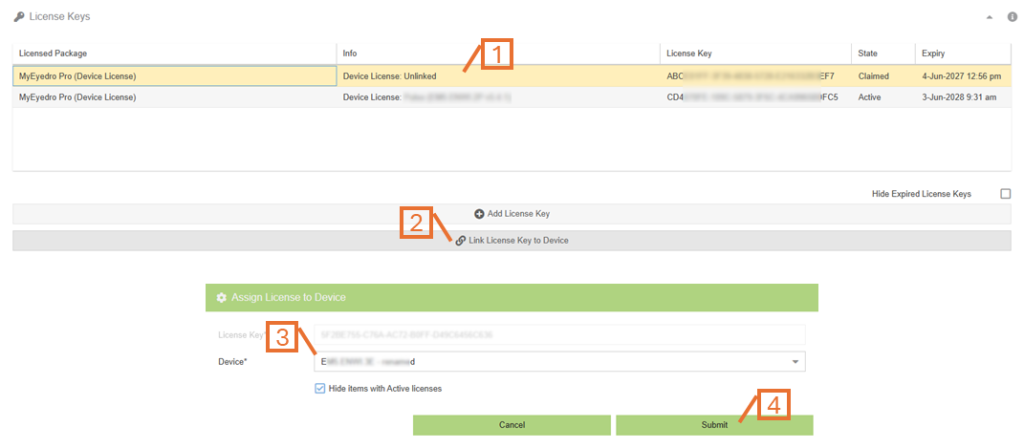 User Config: Link a Claimed License Key